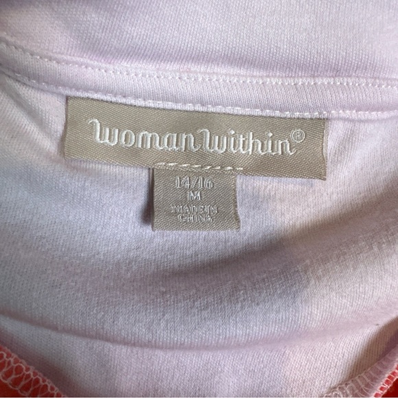 Woman Within 2pc Outfit Set Sweatshirt Top Pants‎ Pull On Pink Orange White 14 - Picture 3 of 5